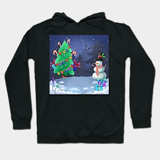 christmas with snowman and gifts Hoodie